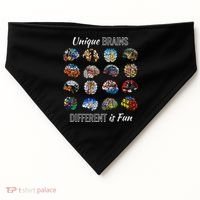 Unique Brains Different Is Fun. Neurodiversity USA-Made Doggie Bandana thumb 0