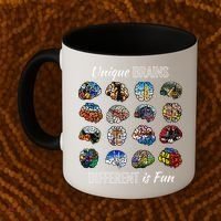 Unique Brains Different Is Fun. Neurodiversity Coffee Mug thumb 2