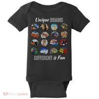 Unique Brains Different Is Fun. Neurodiversity Baby Bodysuit thumb 0