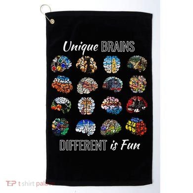 Unique Brains Different Is Fun. Neurodiversity Golf Towel