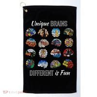 Unique Brains Different Is Fun. Neurodiversity Golf Towel thumb 0