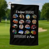 Unique Brains Different Is Fun. Neurodiversity Golf Towel thumb 1