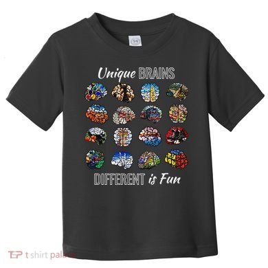 Unique Brains Different Is Fun. Neurodiversity Toddler T-Shirt
