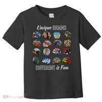 Unique Brains Different Is Fun. Neurodiversity Toddler T-Shirt thumb 0