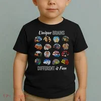 Unique Brains Different Is Fun. Neurodiversity Toddler T-Shirt thumb 2