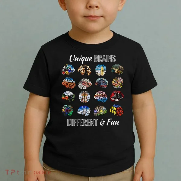 Unique Brains Different Is Fun. Neurodiversity Toddler T-Shirt