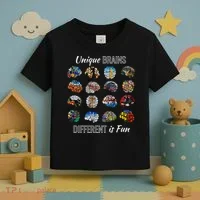 Unique Brains Different Is Fun. Neurodiversity Toddler T-Shirt thumb 3