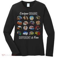 Unique Brains Different Is Fun. Neurodiversity Women's Long Sleeve Shirt thumb 0