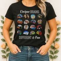 Unique Brains Different Is Fun. Neurodiversity Women's T-Shirt thumb 2