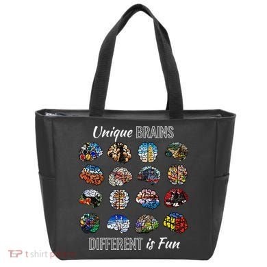 Unique Brains Different Is Fun. Neurodiversity Tote Bag