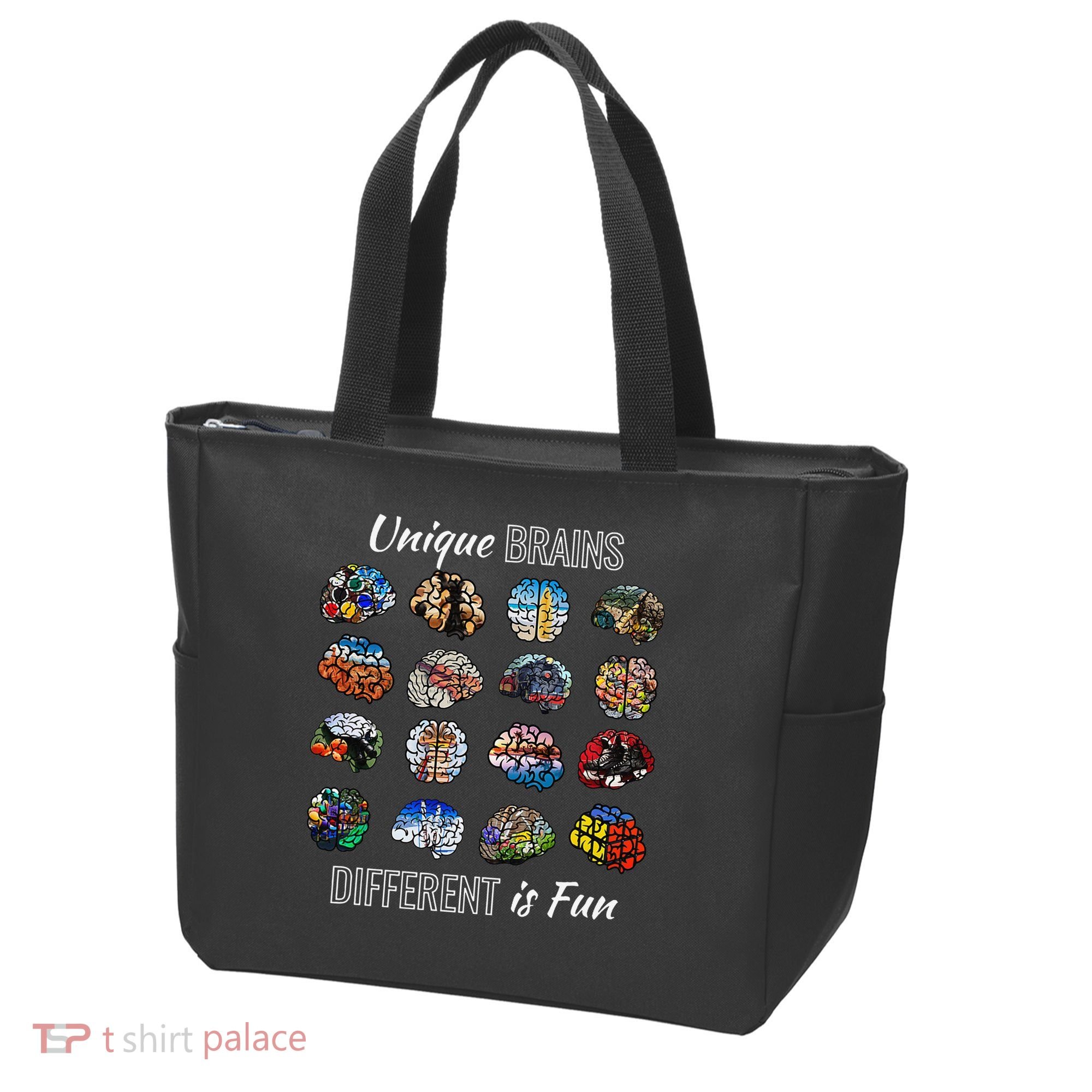 Unique Brains Different Is Fun. Neurodiversity Tote Bag