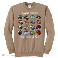 Unique Brains Different Is Fun. Neurodiversity Sweatshirt thumb 0