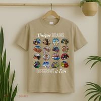 Unique Brains Different Is Fun. Neurodiversity T-Shirt thumb 2