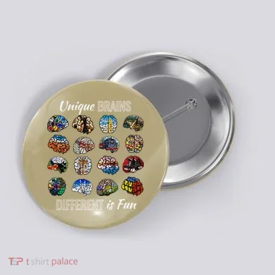 Unique Brains Different Is Fun. Neurodiversity Button
