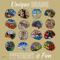 Unique Brains Different Is Fun. Neurodiversity Button thumb 1