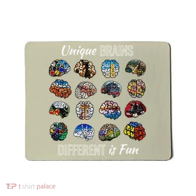 Unique Brains Different Is Fun. Neurodiversity Mousepad
