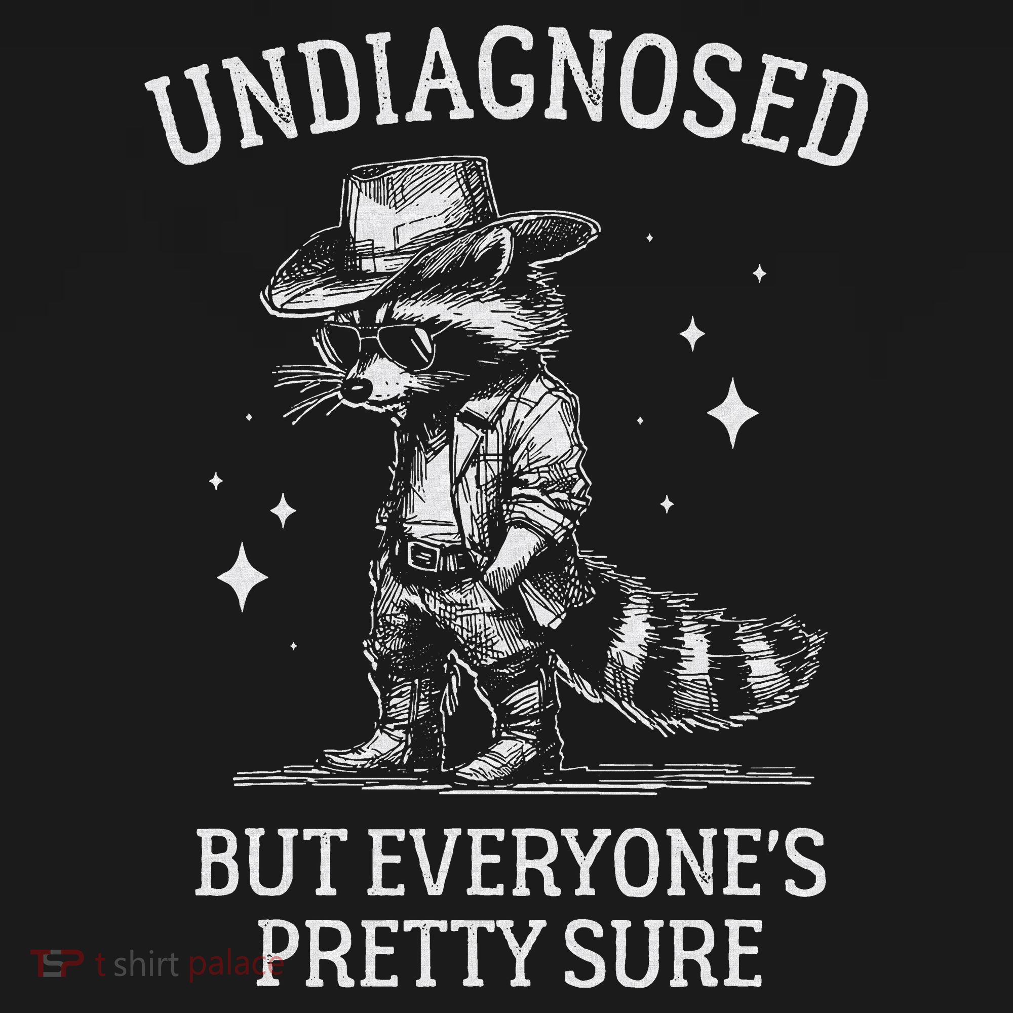 Undiagnosed But EveryoneS Pretty Sure Funny Cowboy Raccoon Women's Tank Top