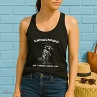 Undiagnosed But EveryoneS Pretty Sure Funny Cowboy Raccoon Women's Tank Top thumb 2