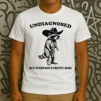 Undiagnosed But EveryoneS Pretty Sure Funny Cowboy Raccoon T-Shirt thumb 3