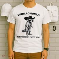Undiagnosed But EveryoneS Pretty Sure Funny Cowboy Raccoon T-Shirt thumb 6