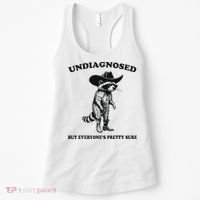 Undiagnosed But EveryoneS Pretty Sure Funny Cowboy Raccoon Women's Tank Top thumb 0