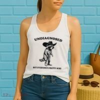 Undiagnosed But EveryoneS Pretty Sure Funny Cowboy Raccoon Women's Tank Top thumb 2