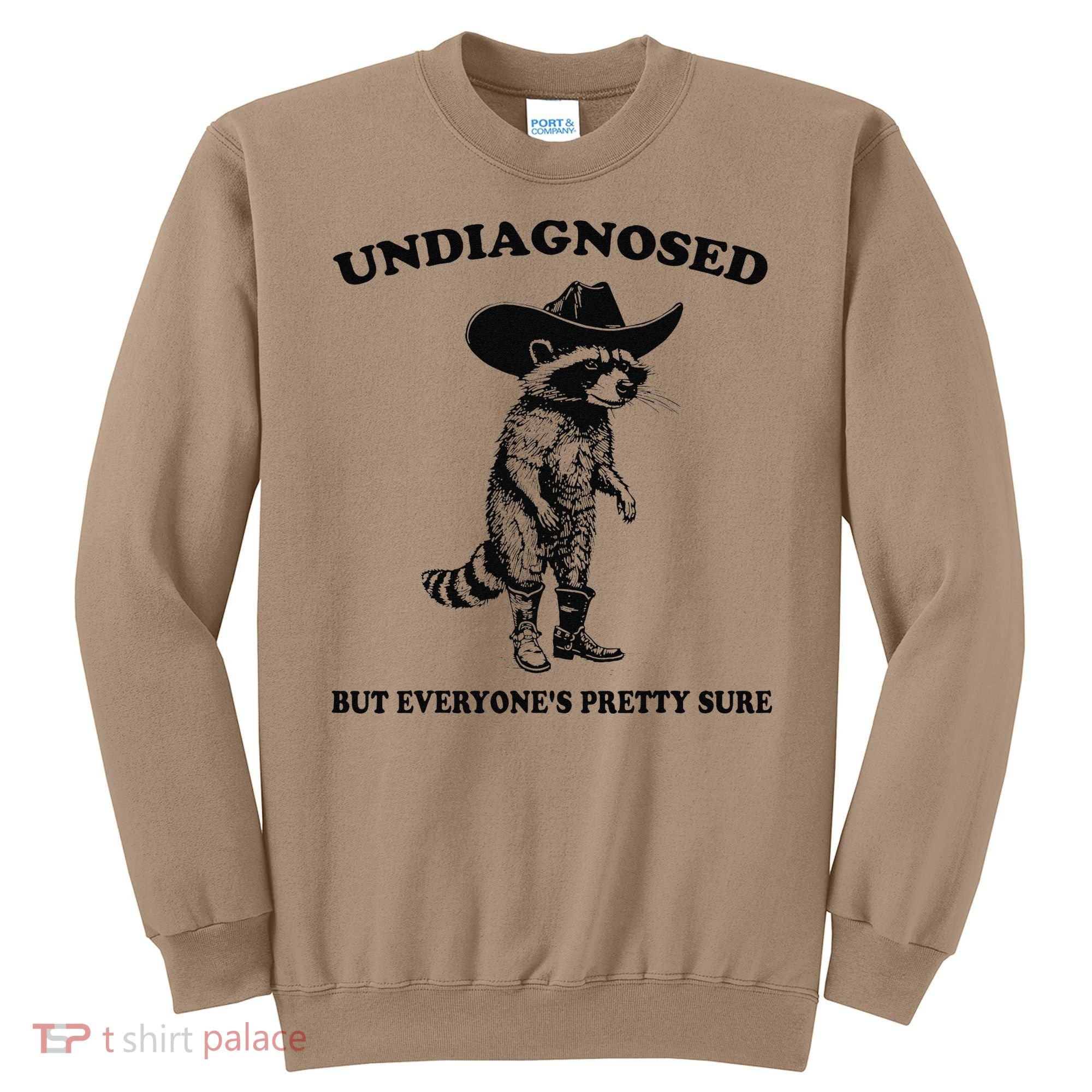 Undiagnosed But EveryoneS Pretty Sure Funny Cowboy Raccoon Gift Sweatshirt