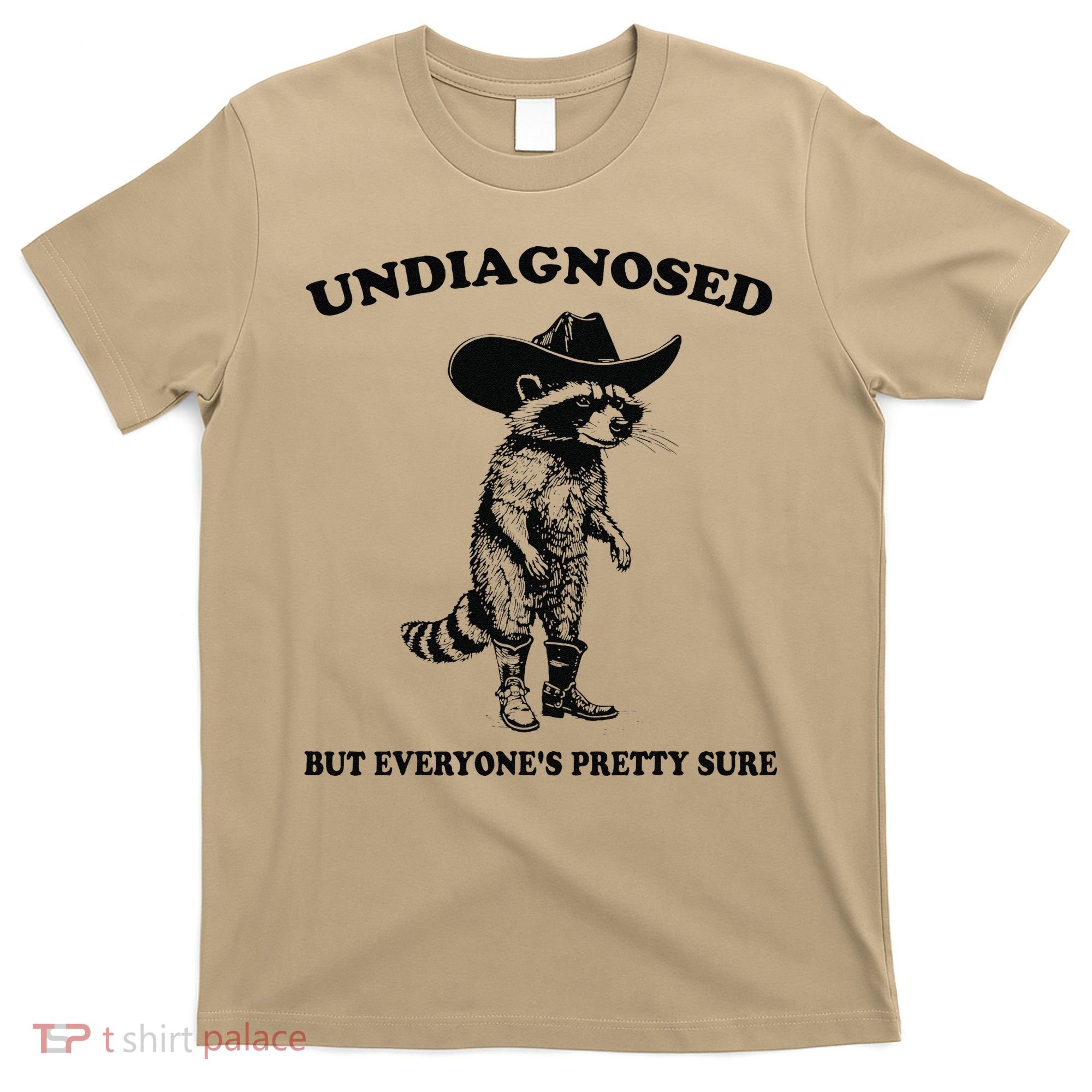 Undiagnosed But EveryoneS Pretty Sure Funny Cowboy Raccoon Gift T-Shirt