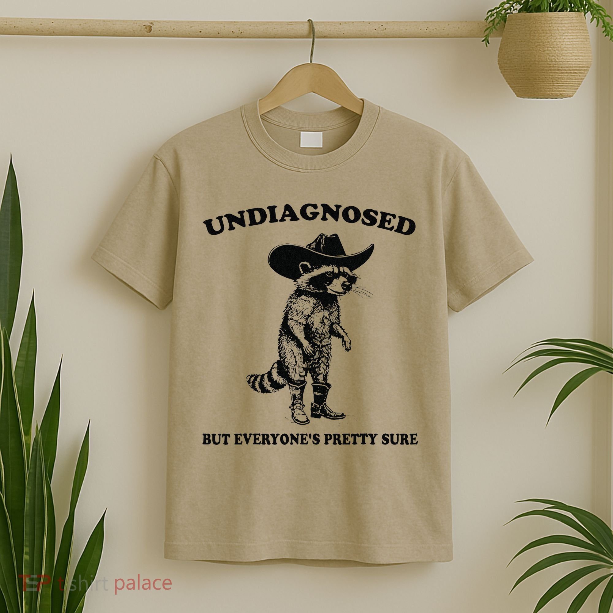 Undiagnosed But EveryoneS Pretty Sure Funny Cowboy Raccoon Gift T-Shirt