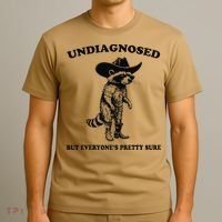 Undiagnosed But EveryoneS Pretty Sure Funny Cowboy Raccoon Gift T-Shirt thumb 3