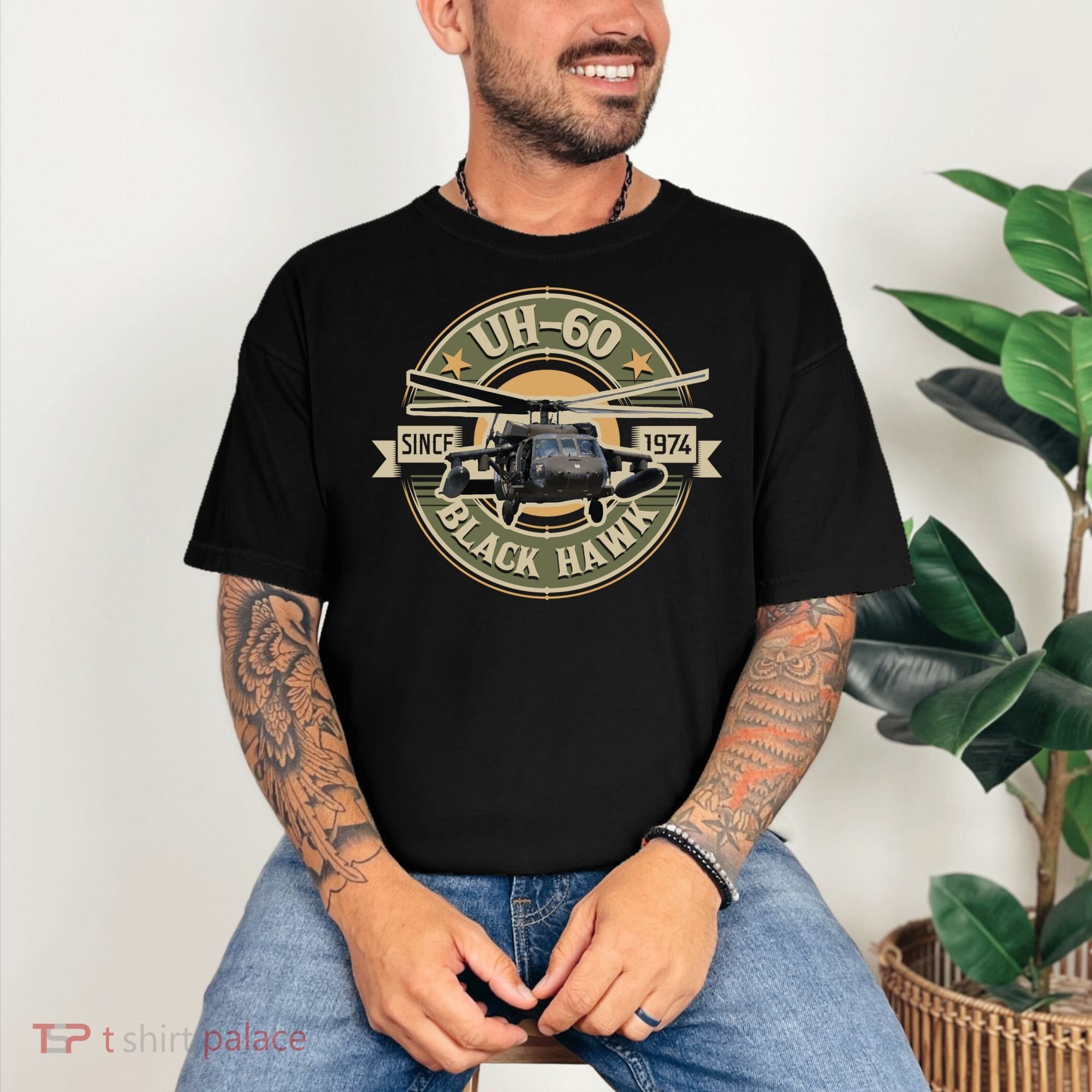 Uhgift60 Blackhawk Gift Assault Helicopter Pilot Aviation Gift Comfort Colors T-Shirt