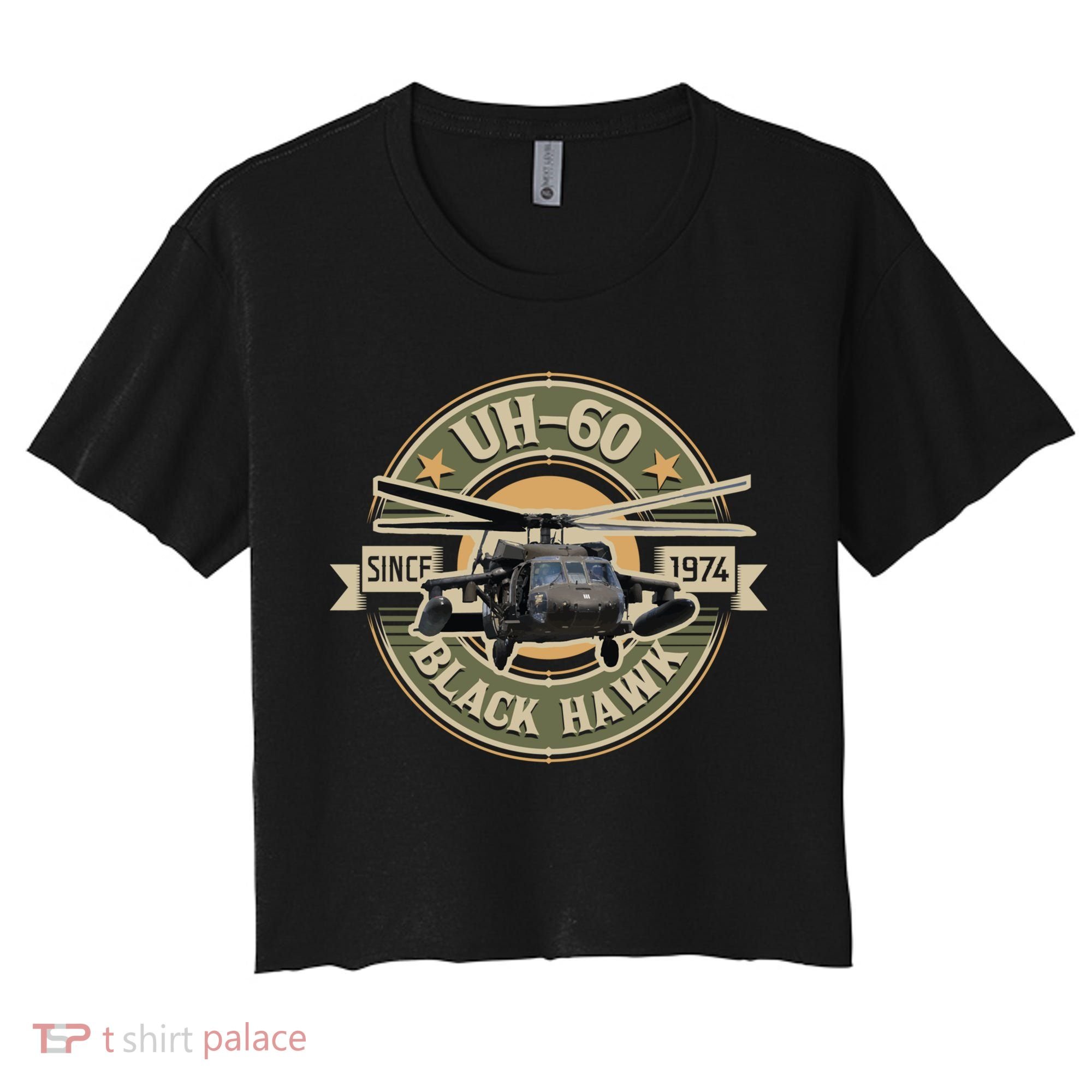 Uhgift60 Blackhawk Gift Assault Helicopter Pilot Aviation Gift Women's Crop Top Tee