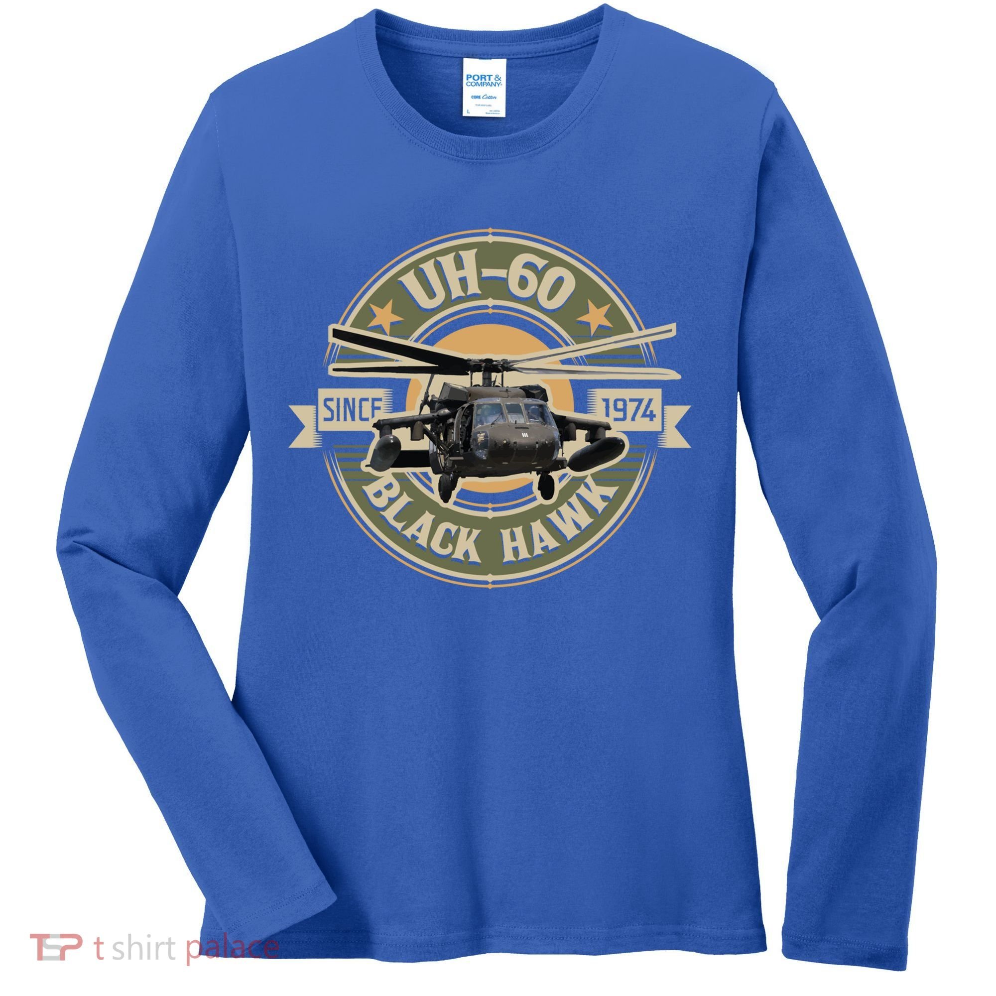 Uhgift60 Blackhawk Gift Assault Helicopter Pilot Aviation Gift Women's Long Sleeve Shirt