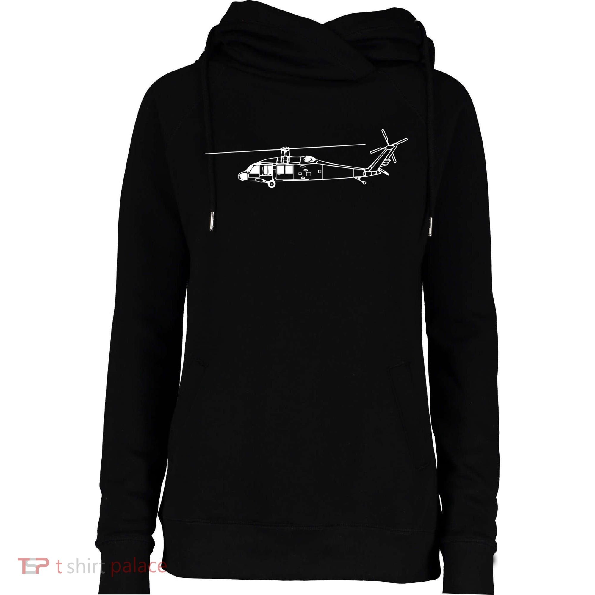 UH60 Blackhawk Helicopter Pilot Or Crew Womens Funnel Neck Pullover Hood