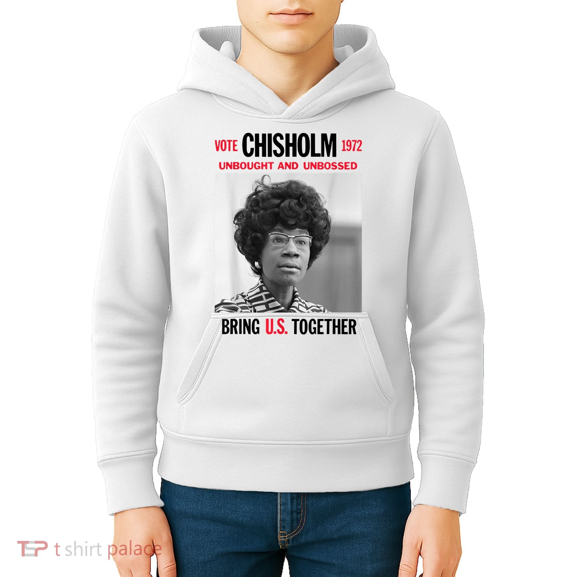 USA Black History Poster UNBOUGHT UNBOSSED Shirley Chisholm Kids Hoodie