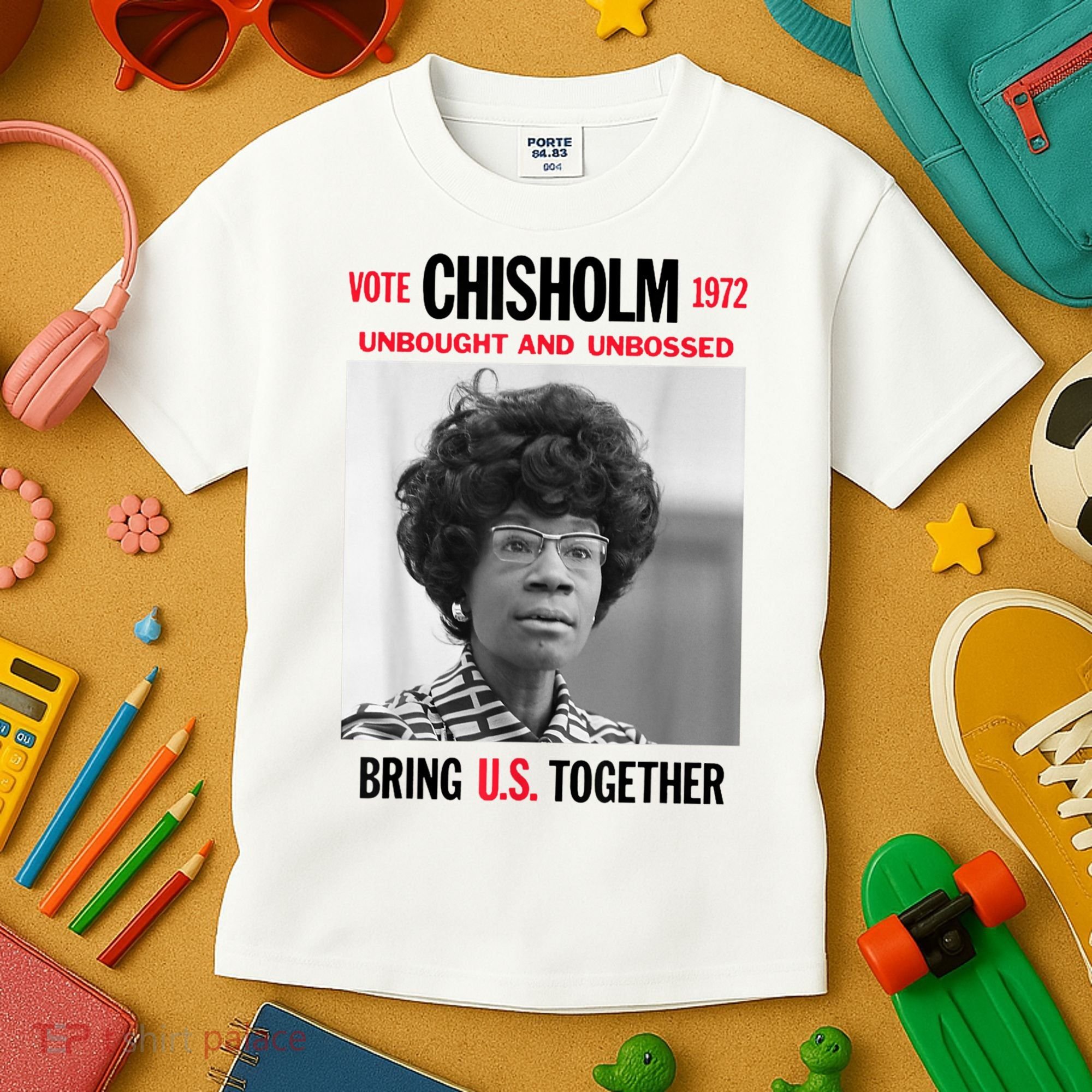USA Black History Poster UNBOUGHT UNBOSSED Shirley Chisholm Kids T-Shirt