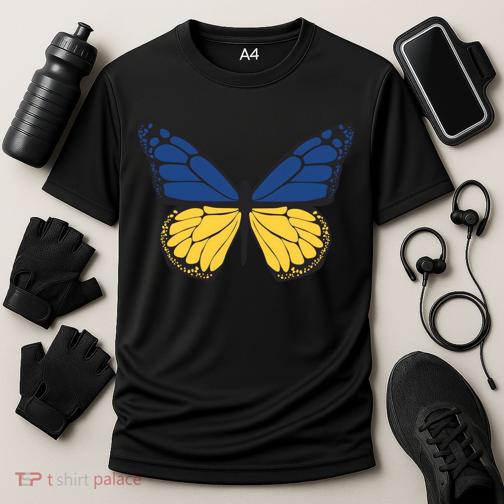 Ukraine Butterfly Illustration Cooling Performance Crew T-Shirt