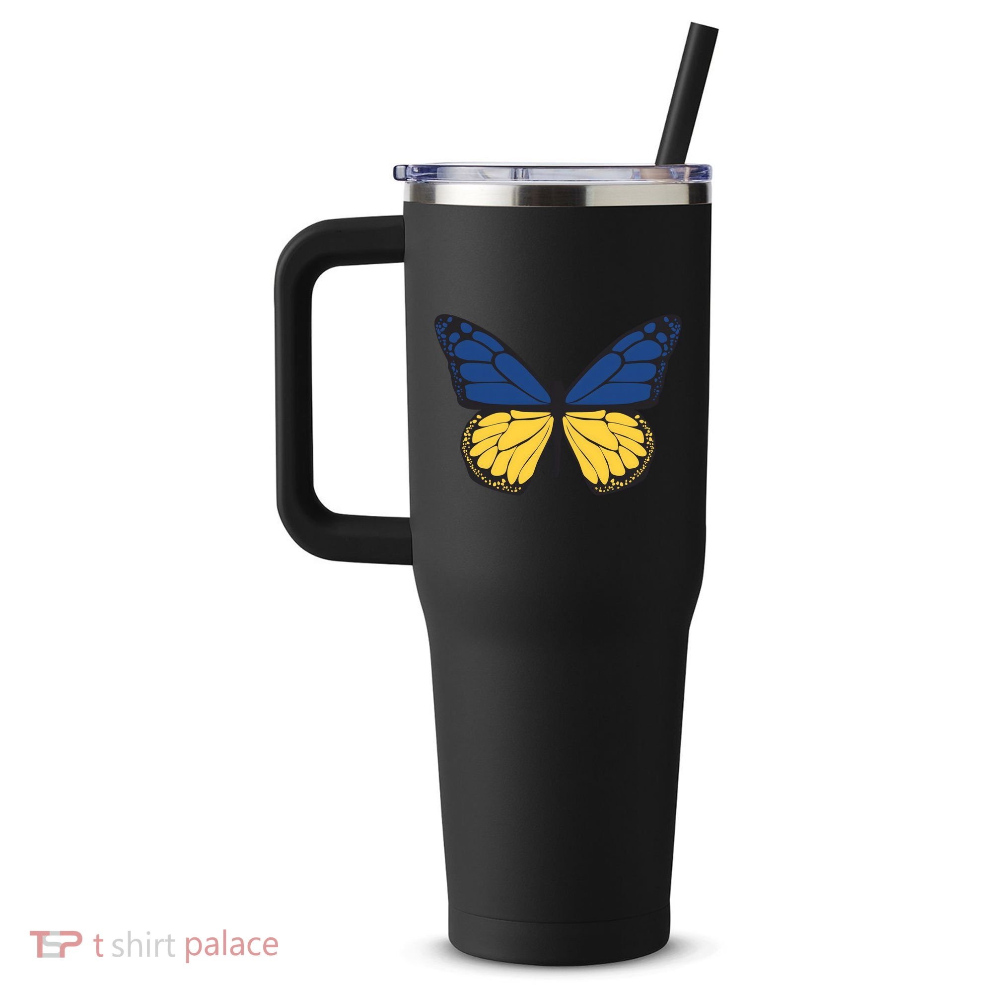 Ukraine Butterfly Illustration 40oz Vacuum Insulated Stainless Steel Travel Tumbler