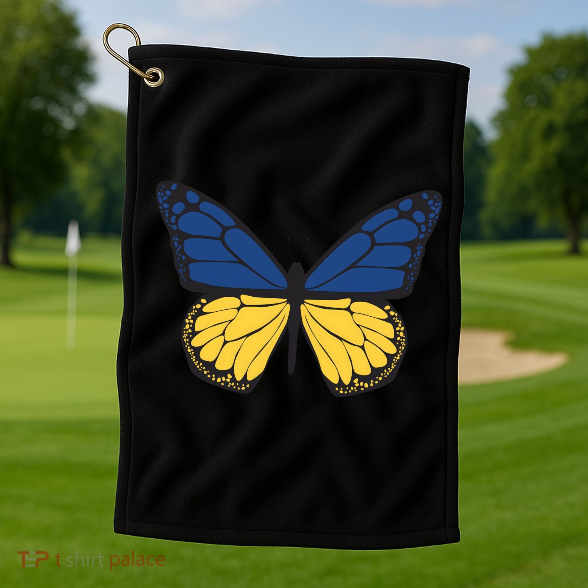 Ukraine Butterfly Illustration Golf Towel