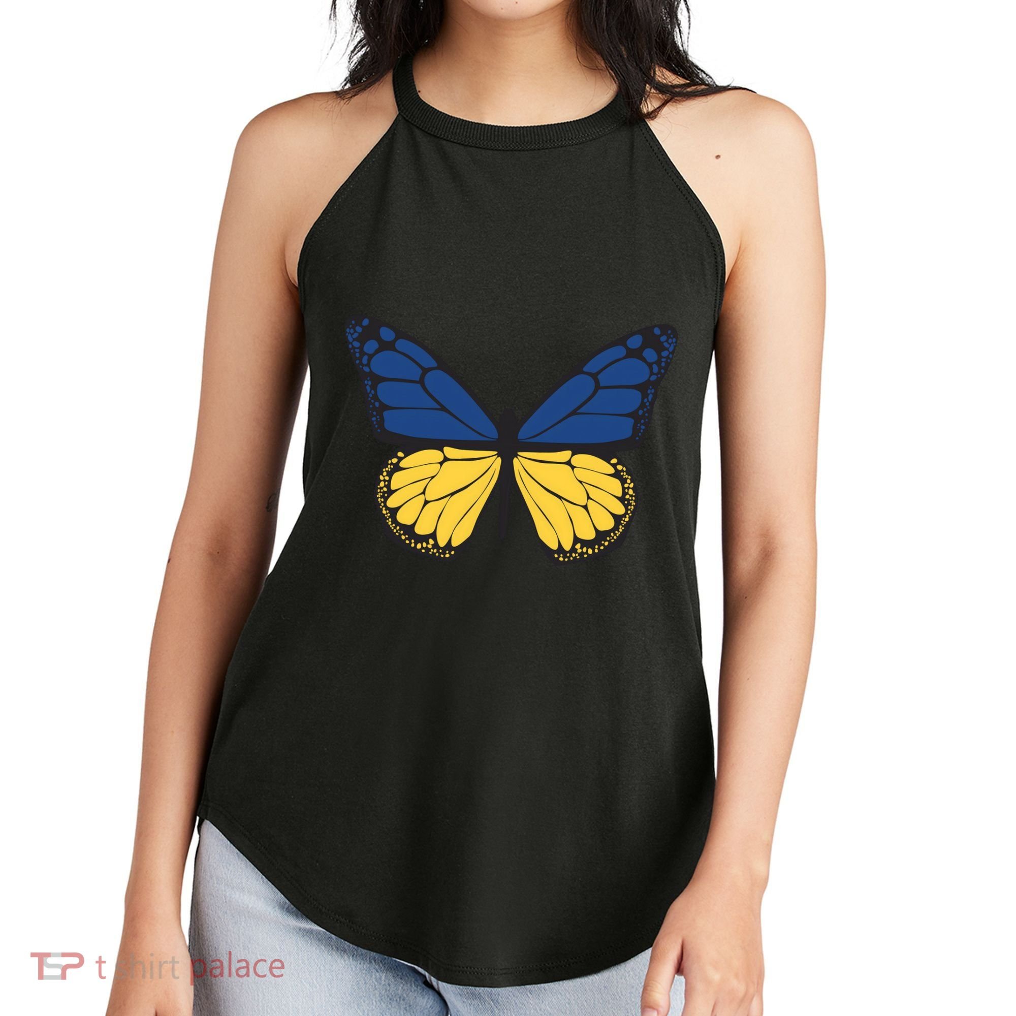 Ukraine Butterfly Illustration Women's Perfect Tri Rocker Tank