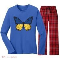 Ukraine Butterfly Illustration Women's Long Sleeve Flannel Pajama Set  thumb 0