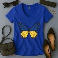 Ukraine Butterfly Illustration Women's V-Neck T-Shirt thumb 2