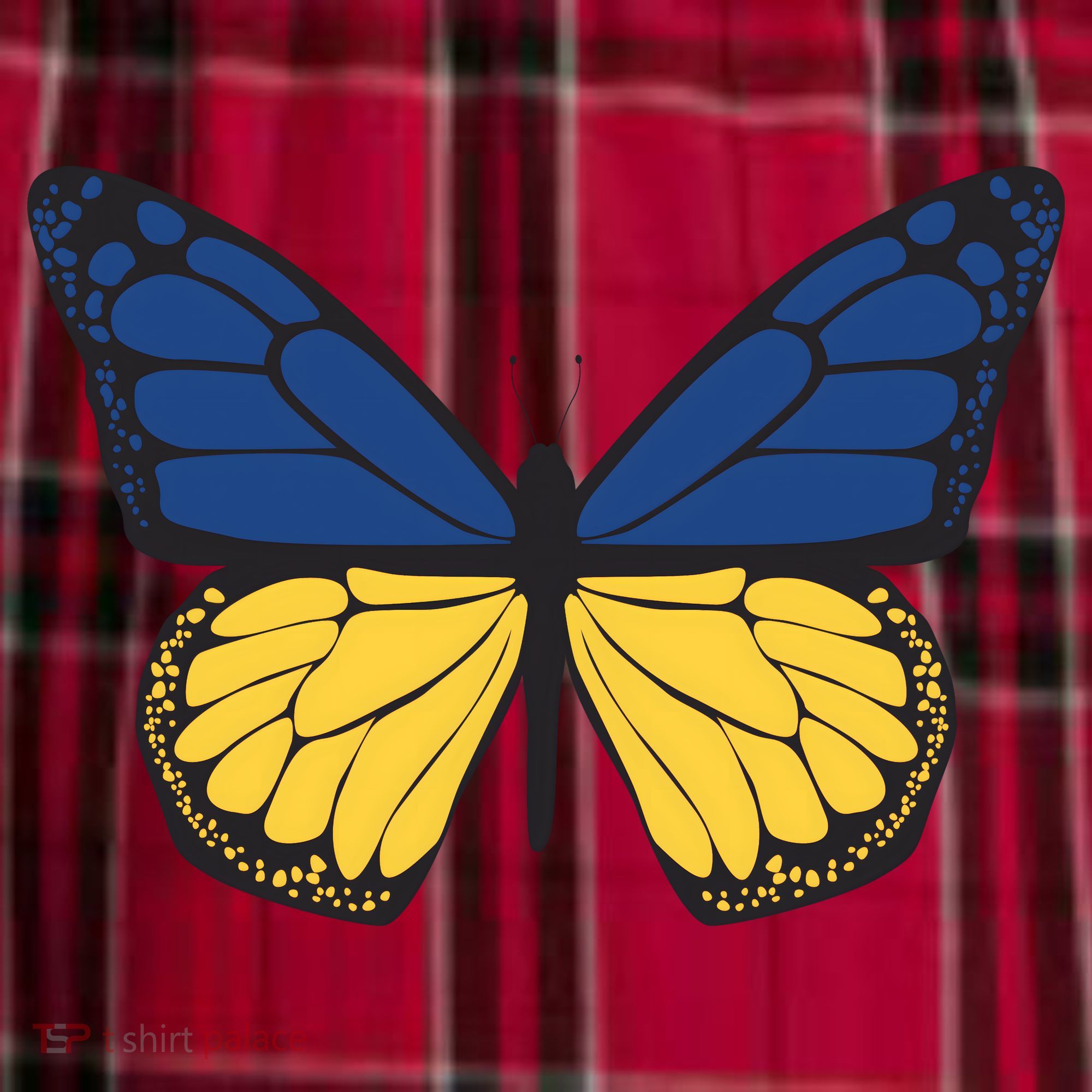 Ukraine Butterfly Illustration Men's Flannel Plaid Pajama Pants