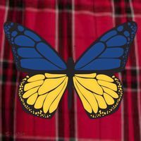 Ukraine Butterfly Illustration Women's Flannel Plaid Pajama Pants thumb 2