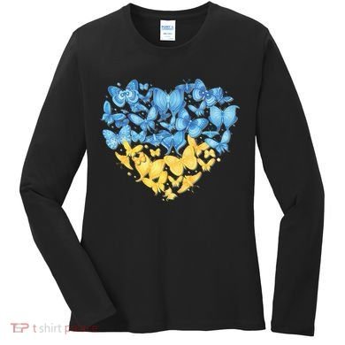 Ukrainian Butterfly Mashup Ukraine Flag Women's Long Sleeve Shirt
