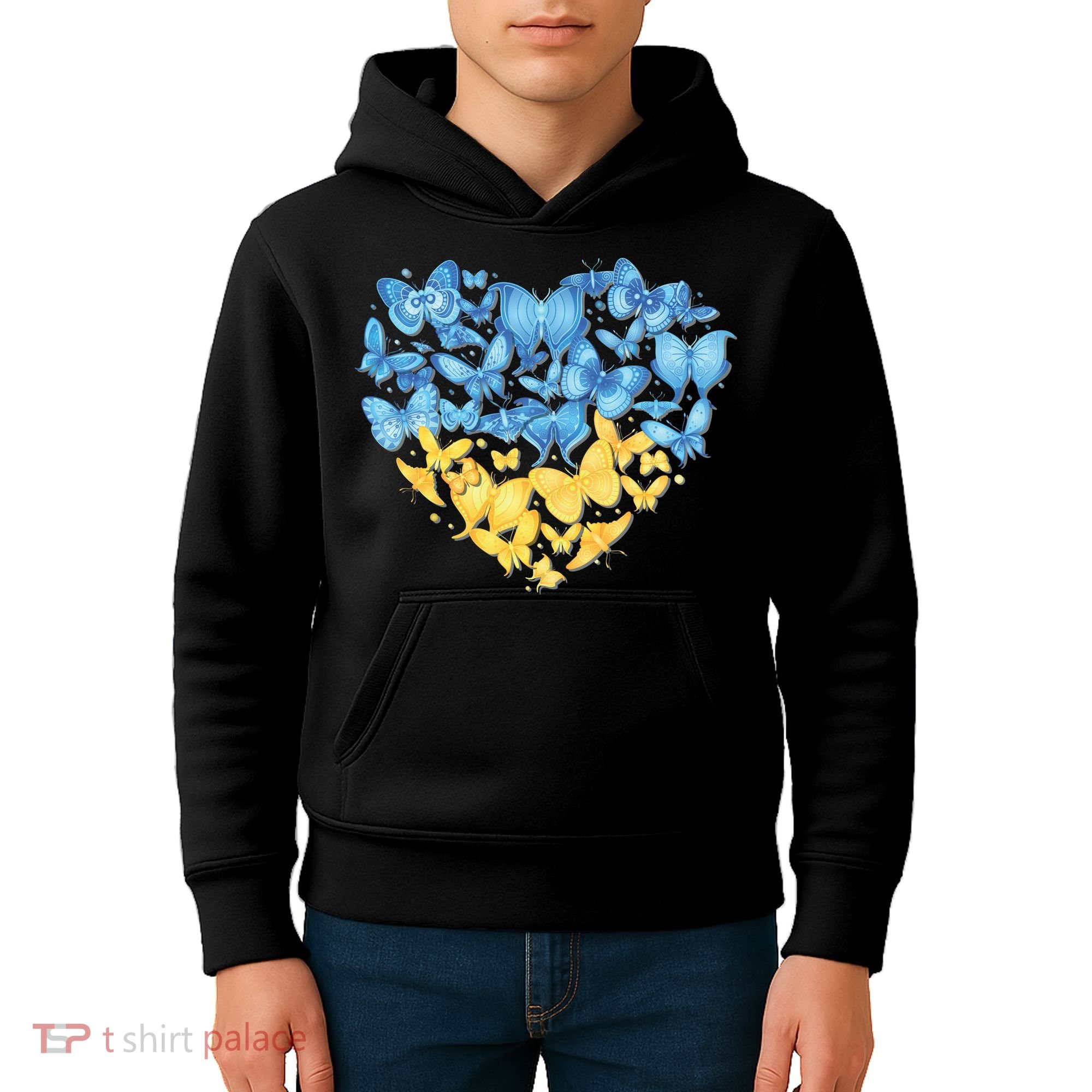 Ukrainian Butterfly Mashup Ukraine Flag Kids Hoodie