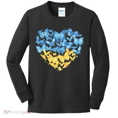 Ukrainian Butterfly Mashup Ukraine Flag Kids Long Sleeve Shirt