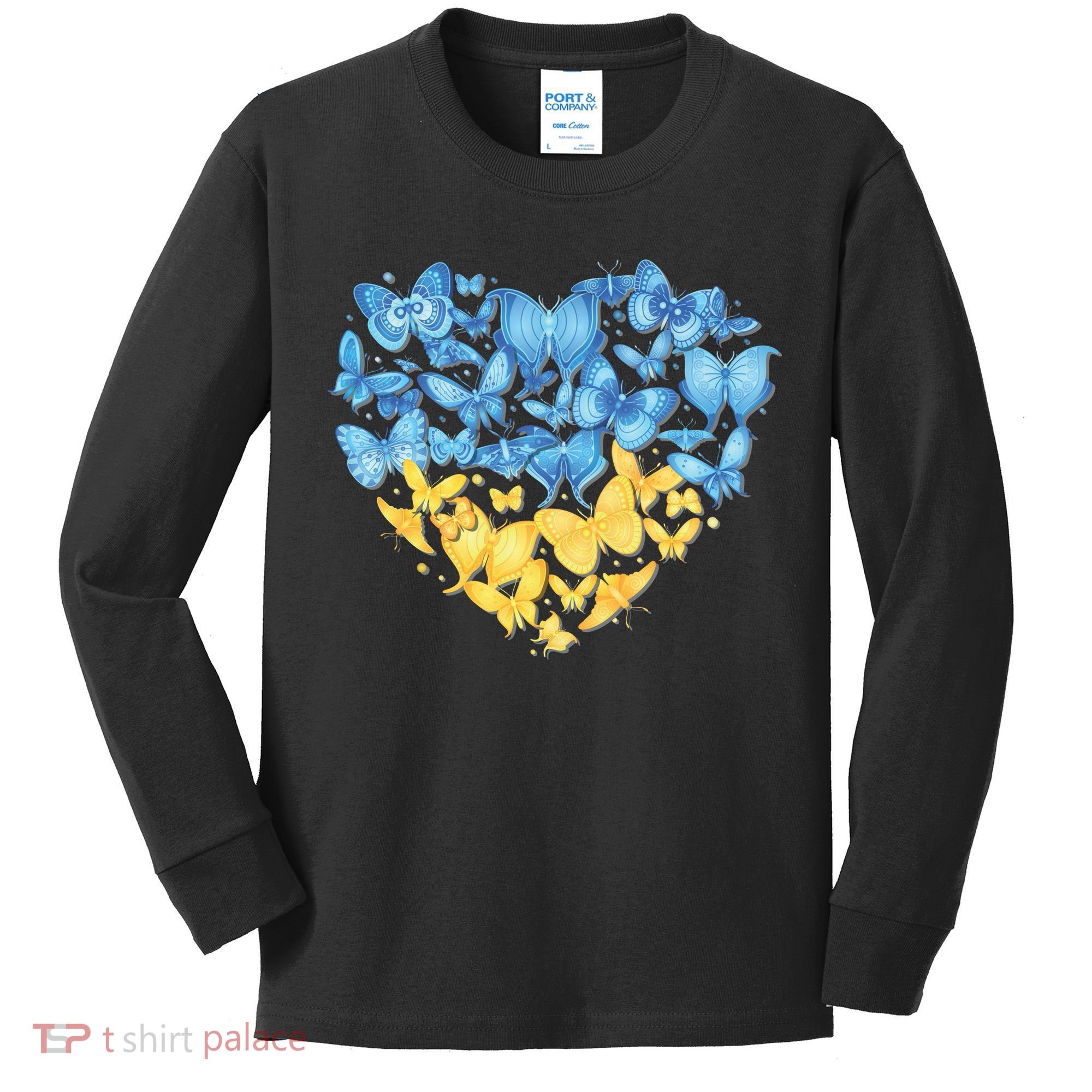 Ukrainian Butterfly Mashup Ukraine Flag Kids Long Sleeve Shirt