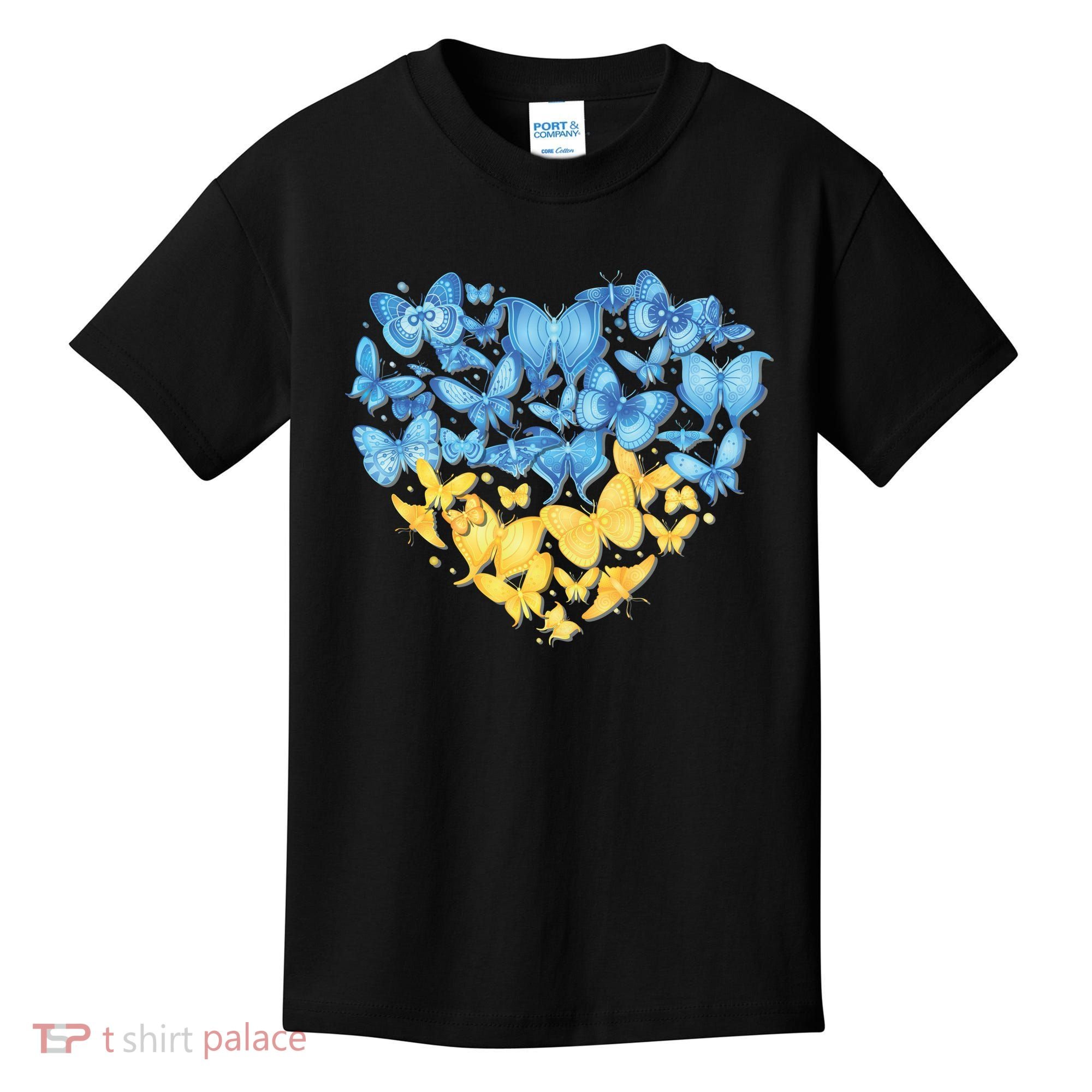 Ukrainian Butterfly Mashup Ukraine Flag Kids T-Shirt