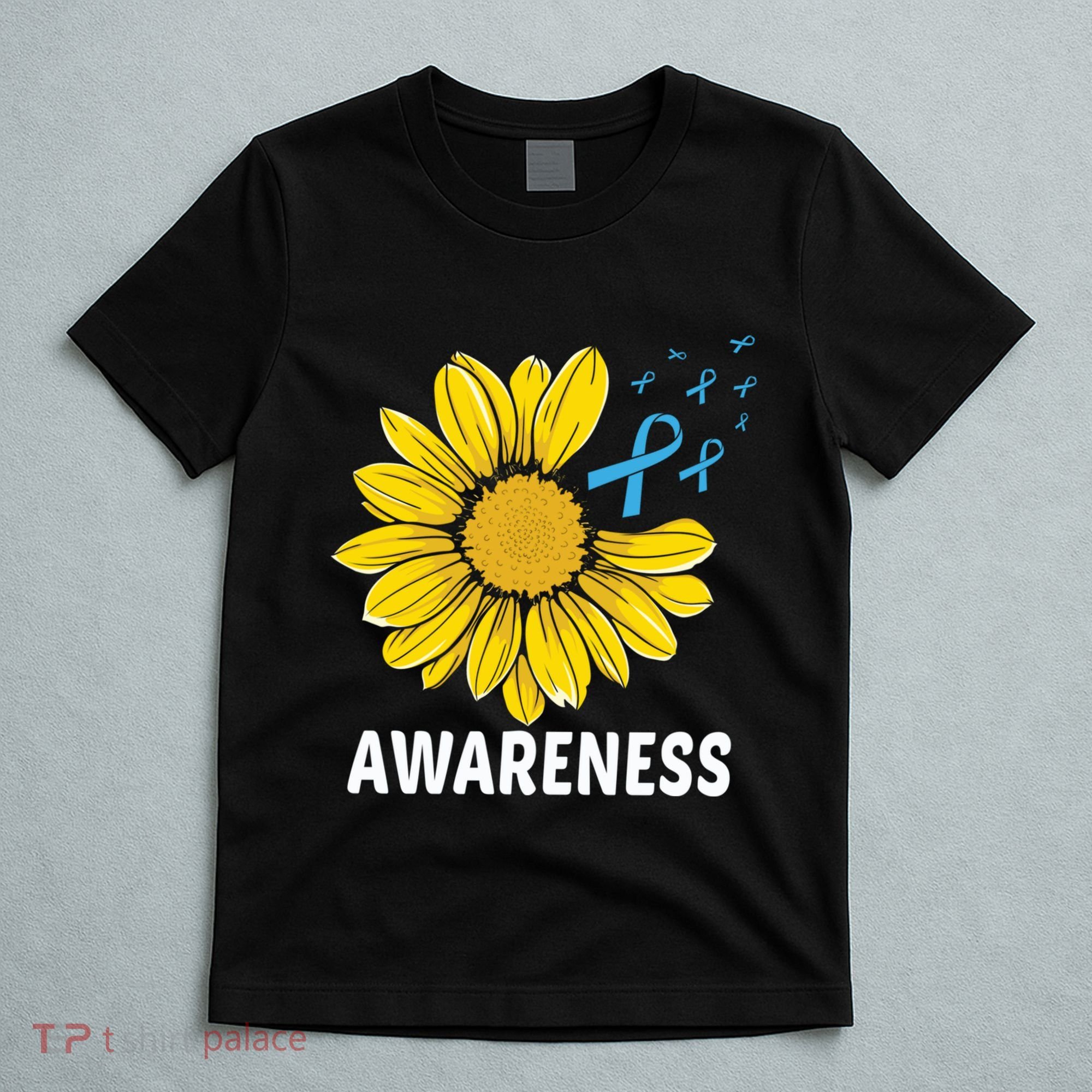 Unflower Blue Ribbon Prostate Colon Cancer Awareness Gifts T-Shirt